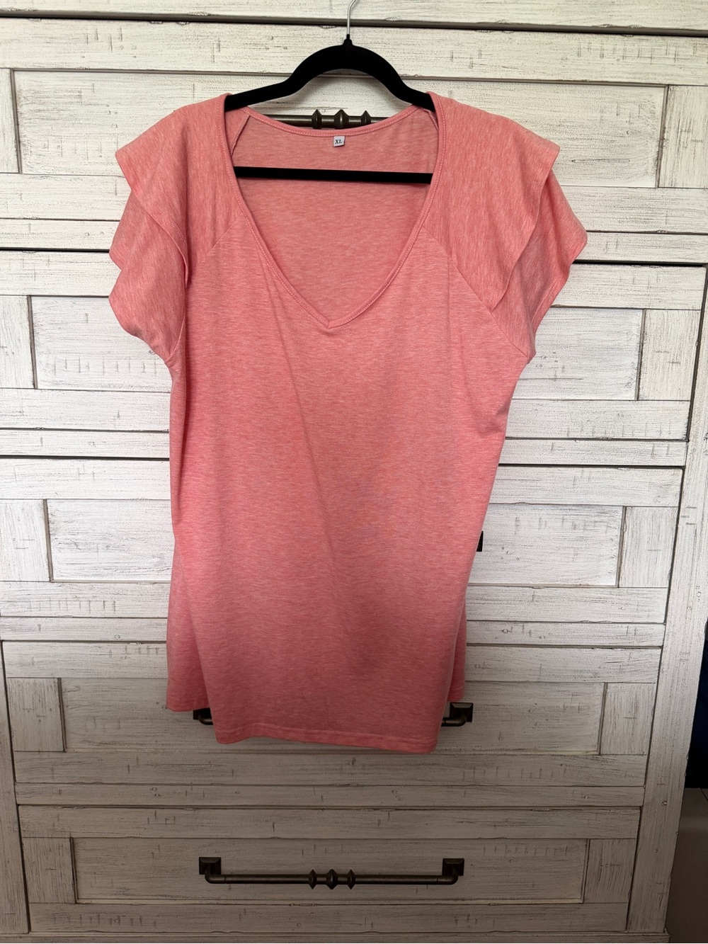 Women’s Coral V-Neck Short Sleeve Top